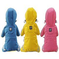 HKM-1116733 Waterproof Dog Raincoat Cape for Four Legs - Breathable Polyester in Pink, Blue, and Yellow