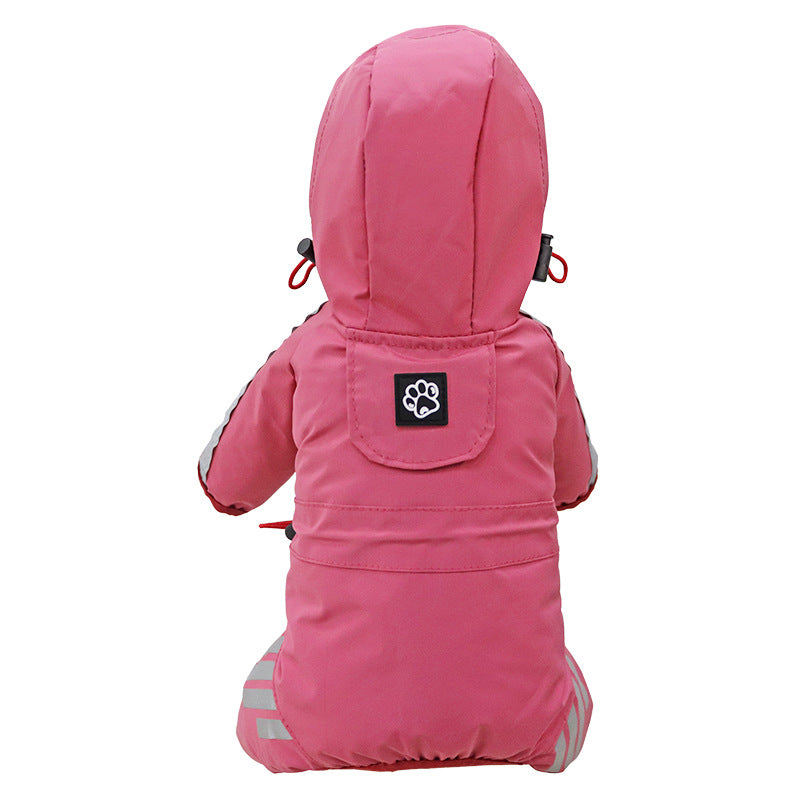 HKM-1116733 Waterproof Dog Raincoat Cape for Four Legs - Breathable Polyester in Pink, Blue, and Yellow