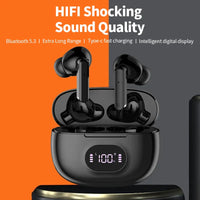 HKM-111763 Wireless Earbuds with Hi-Fi Sound and Waterproof Design, LED Display, and Built-in Mic