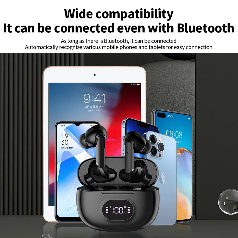 HKM-111763 Wireless Earbuds with Hi-Fi Sound and Waterproof Design, LED Display, and Built-in Mic