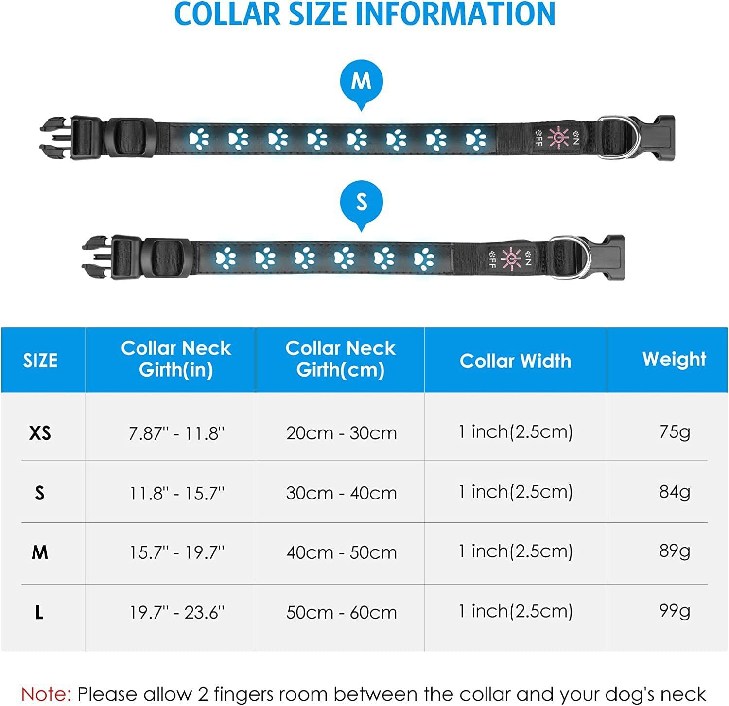 HKM-1118909 7-Color LED Luminous Dog and Cat Traction Collar with USB Charging