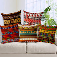 HKM-112147 Bohemian Ethnic Stripe Linen Cotton Hemp Cushion Cover for Sofas and Chairs