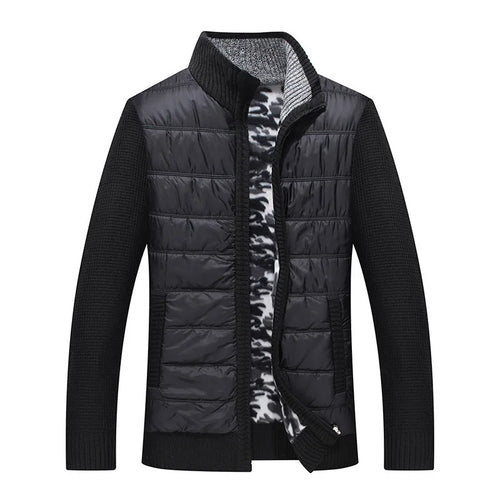 HKM-112147 Men's Customized Sweater Jacket Winter Padded Thickened Jacket Casual Standing Collar Knitted Pullover