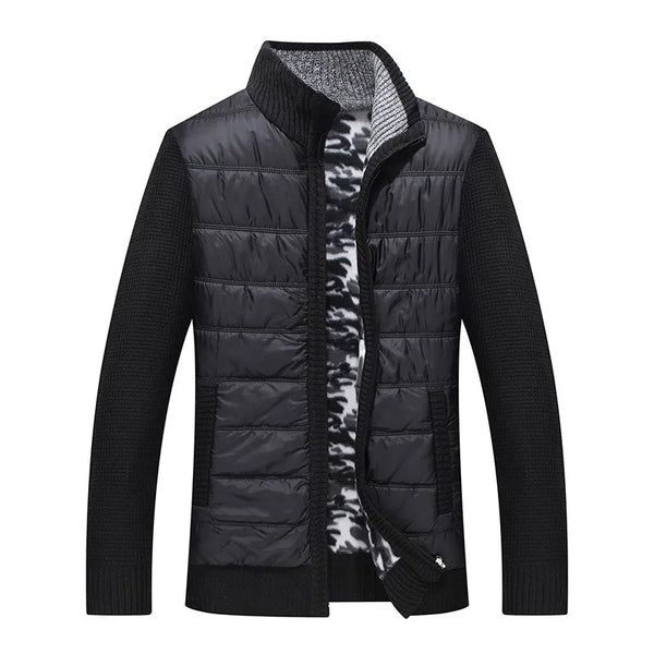 HKM-112147 Men's Customized Sweater Jacket Winter Padded Thickened Jacket Casual Standing Collar Knitted Pullover