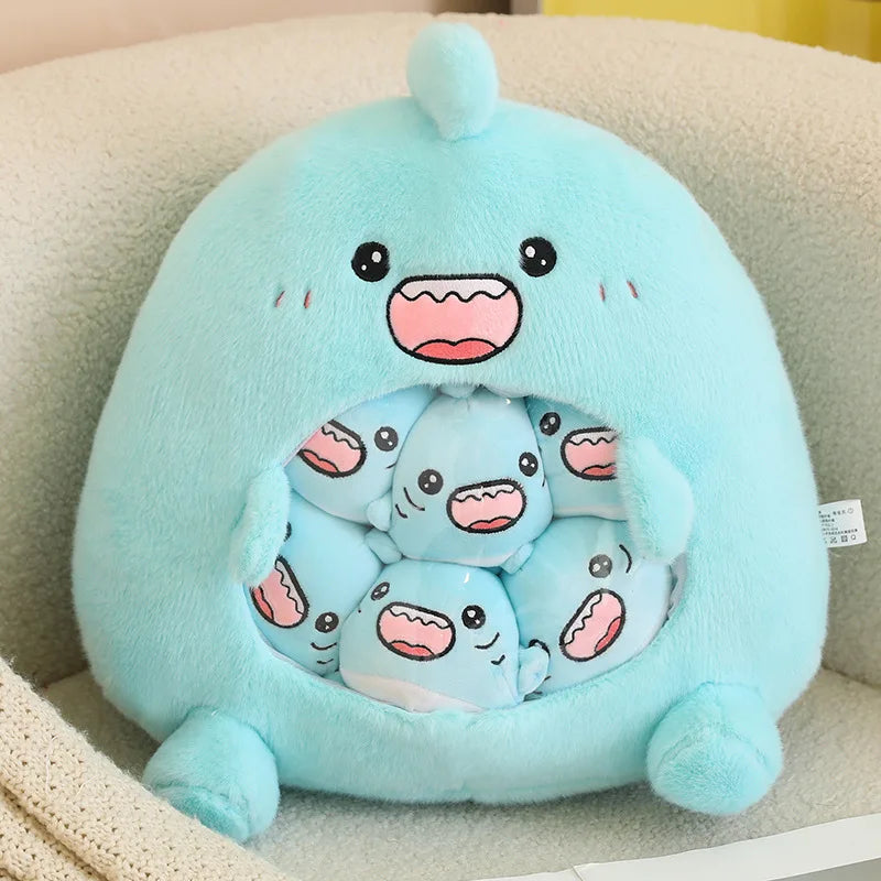 HKM-112211 Mini Capybara Plush Pillow and Soft Doll Collection - Cute Shark Snack Cushion, White Sheep, and Pink Pig Toys