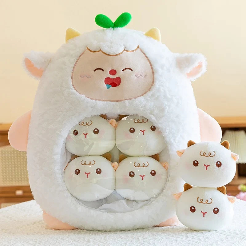 HKM-112211 Mini Capybara Plush Pillow and Soft Doll Collection - Cute Shark Snack Cushion, White Sheep, and Pink Pig Toys