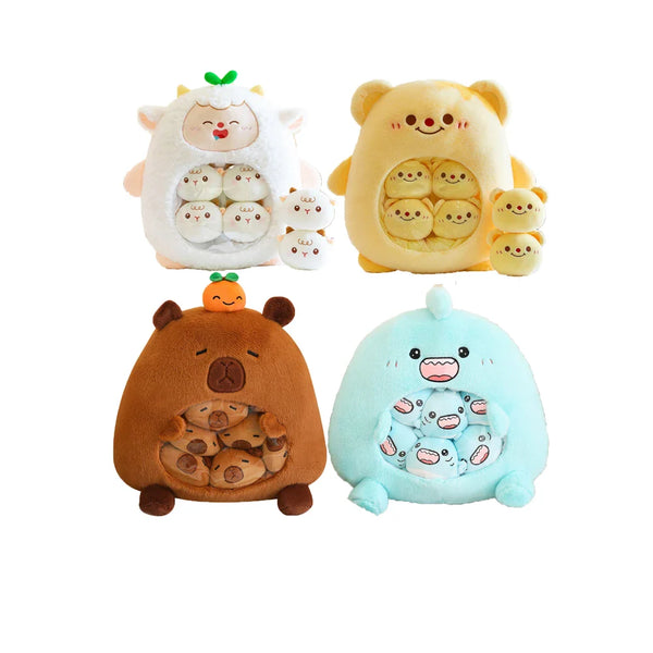 HKM-112211 Mini Capybara Plush Pillow and Soft Doll Collection - Cute Shark Snack Cushion, White Sheep, and Pink Pig Toys