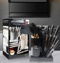 HKM-112467 19-Piece Kitchen Knife Set with Block - Professional Cutting Boards, Dishwasher Safe, Soft Handle