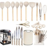 HKM-112467 19-Piece Kitchen Knife Set with Block - Professional Cutting Boards, Dishwasher Safe, Soft Handle