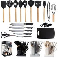 HKM-112467 19-Piece Kitchen Knife Set with Block - Professional Cutting Boards, Dishwasher Safe, Soft Handle