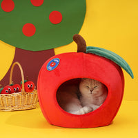 HKM-1124925 Cozy Apple-Shaped Fully Enclosed Cat Litter for Rest and Sleep