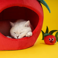 HKM-1124925 Cozy Apple-Shaped Fully Enclosed Cat Litter for Rest and Sleep
