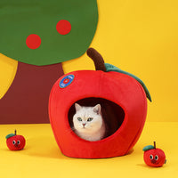 HKM-1124925 Cozy Apple-Shaped Fully Enclosed Cat Litter for Rest and Sleep