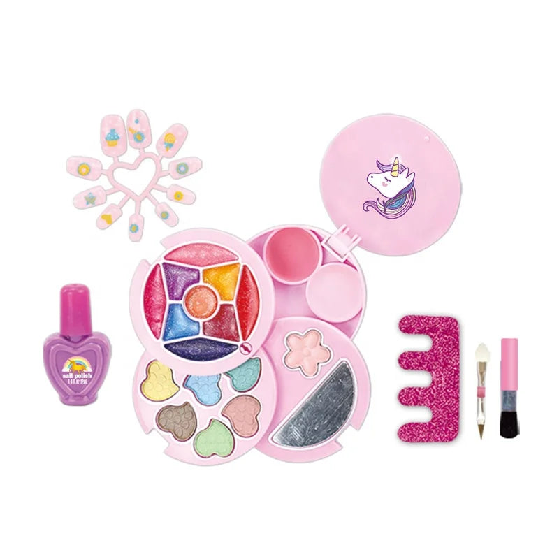 HKM-112595 Kids Makeup Play Set for Ages 5-7 - Pretend Play Cosmetic Beauty Box