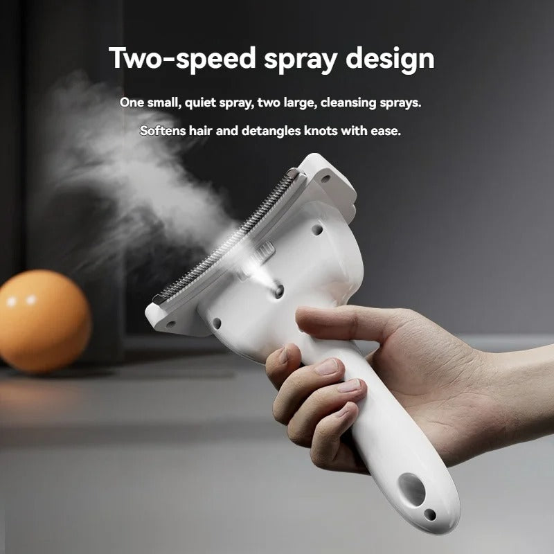 HKM-1126461 Portable Pet Spray Thinning Comb for Dogs and Cats - Type-C Rechargeable, White