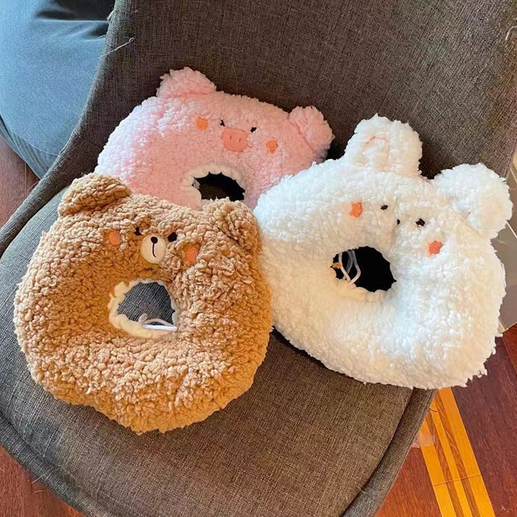 HKM-1126845 Soft Cashmere Cat Collar with Adjustable Sizes ¨C Brown Bear, Pink Pig, White Rabbit