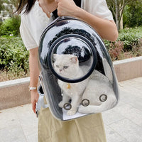 HKM-1127101 Transparent Skylight Cat Backpack with Diaper Storage and Breathable Design, Medium Soft Material, Large Capacity
