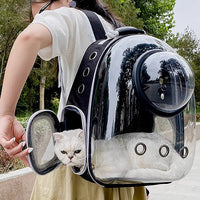 HKM-1127101 Transparent Skylight Cat Backpack with Diaper Storage and Breathable Design, Medium Soft Material, Large Capacity
