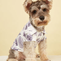 HKM-1129021 Hawaiian Vacation Dog Shirt in Cotton - Purple and Green, Sizes XS to XL