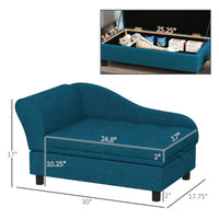 HKM-1129277 Cozy Pet Sofa Bed for Small Dogs with Under-Seat Storage, Dark Blue or Gray