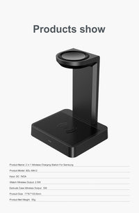 HKM-112979 Dual Wireless Charging Pad with Type-C Connection - Qi Standard, Black