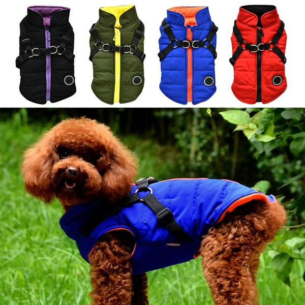 HKM-1130301 Warm and Comfortable Dog Zipper Jacket with Adjustable Leash Harness