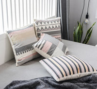 HKM-113043 Modern Cotton Canvas Embroidery Pillow - 45x45cm Fiber Filled Cushion