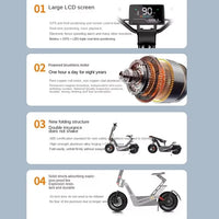 HKM-113107 F8 Electric Scooter - 8000W Motor, 72V 50Ah Battery, 100Km/h Max Speed, 150Km Range, Foldable Off-Road Design