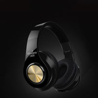 HKM-113107 Wireless Folding Bluetooth Headset with Heavy Bass Sound - Stylish Gold Design