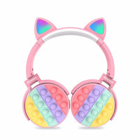 HKM-113235 Bluetooth Children's Headphones with Fidget Pop Elements - Comfortable On-Ear Design, 18-Hour Playtime, Fun Stress Relief and Sensory Toy