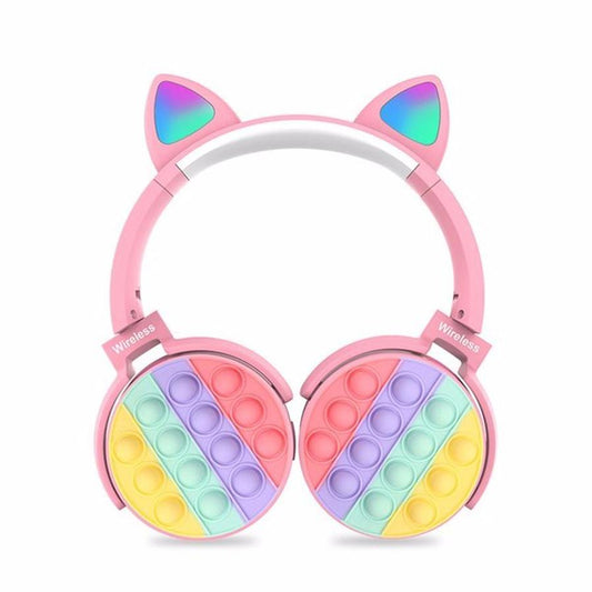 HKM-113235 Bluetooth Children's Headphones with Fidget Pop Elements - Comfortable On-Ear Design, 18-Hour Playtime, Fun Stress Relief and Sensory Toy