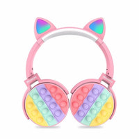 HKM-113235 Bluetooth Children's Headphones with Fidget Pop Elements - Comfortable On-Ear Design, 18-Hour Playtime, Fun Stress Relief and Sensory Toy
