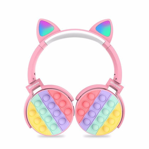 HKM-113235 Bluetooth Children's Headphones with Fidget Pop Elements - Comfortable On-Ear Design, 18-Hour Playtime, Fun Stress Relief and Sensory Toy