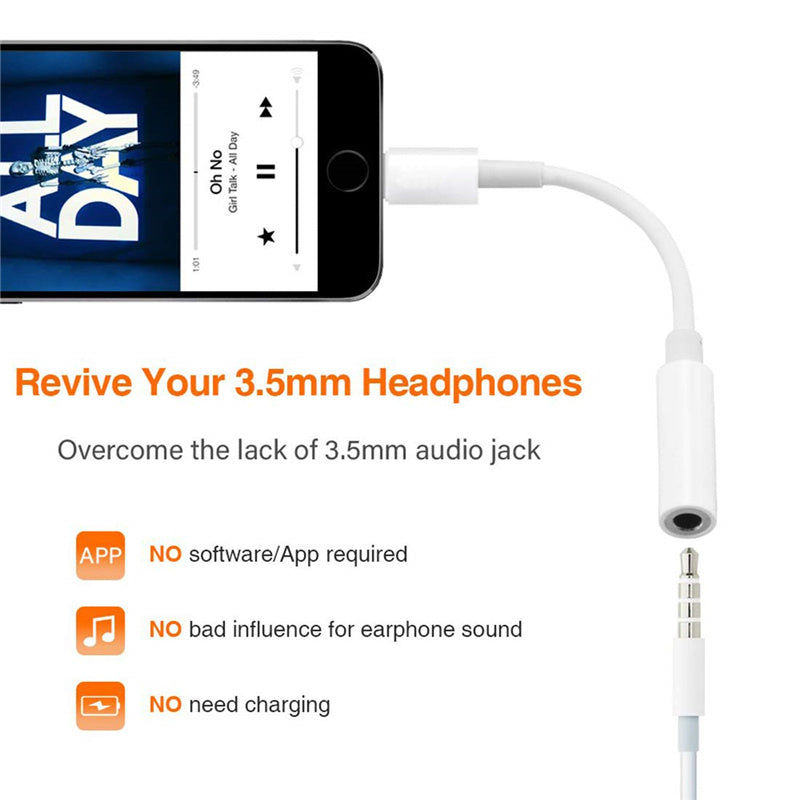 HKM-113299 3.5mm Adapter Cable for iPhone - Compatible with Apple Devices