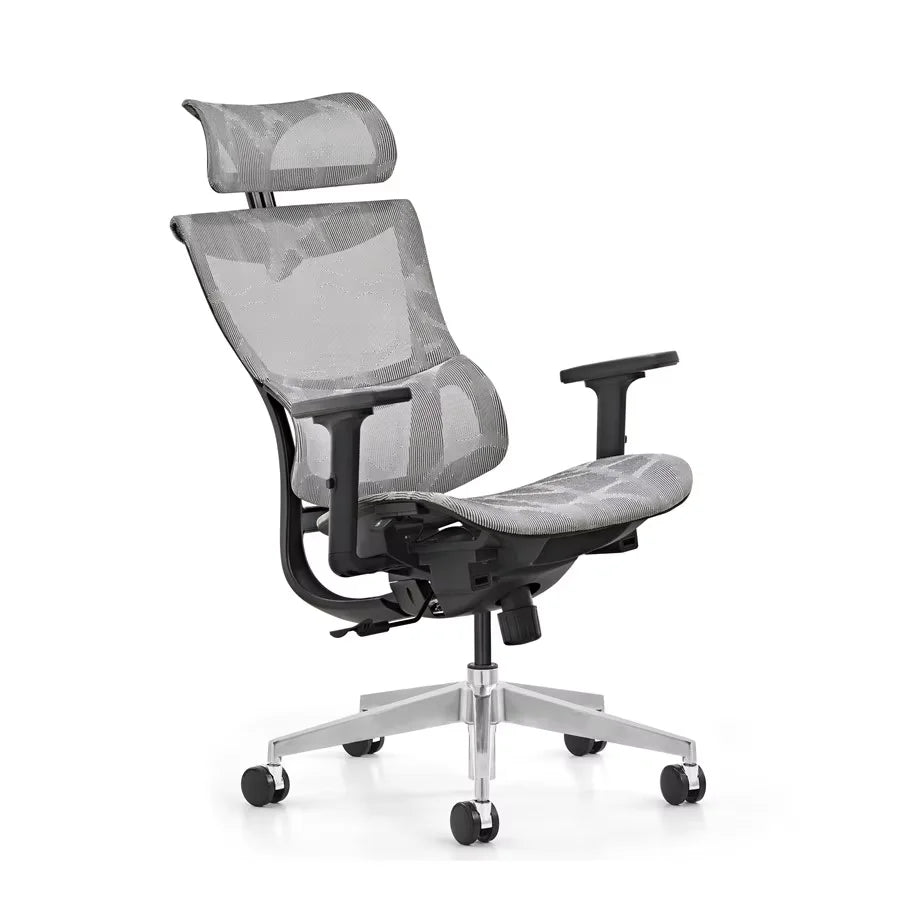 HKM-113363 Ergonomic Adjustable Aluminum Swivel Office Chair with Mesh Back for Comfortable Work Environment
