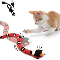 HKM-1133885 USB Rechargeable Interactive Infrared Sensing Snake Toy for Cats and Dogs with Glowing Eyes and Swallowing Tongue