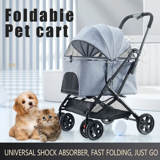 HKM-113427 Luxury Folding Outdoor Dog Stroller with Comfortable Pet Trolley Design