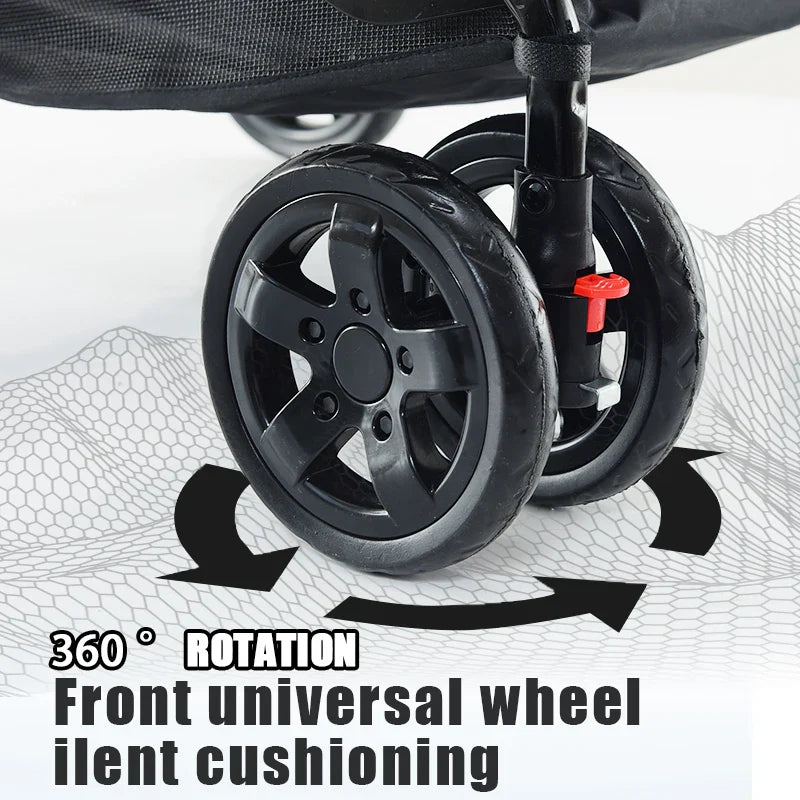 HKM-113427 Luxury Folding Outdoor Dog Stroller with Comfortable Pet Trolley Design