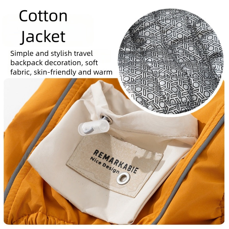 HKM-1135165 Travel-Ready Cotton Jumpsuit with Mini Backpack for Dogs and Cats - Windproof and Warm for Outdoor Adventures