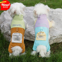 HKM-1135165 Travel-Ready Cotton Jumpsuit with Mini Backpack for Dogs and Cats - Windproof and Warm for Outdoor Adventures