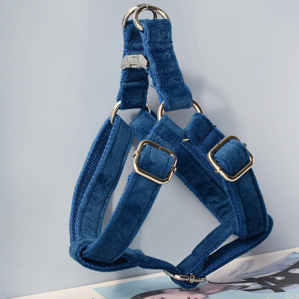 HKM-1135677 Flannel Gold Buckle Dog Harness - Adjustable Polyester Chest Strap for Small to Extra Large Dogs