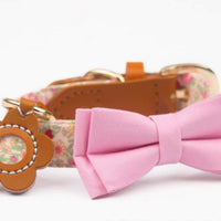 HKM-1136189 Floral Cotton and Cowhide Pet Dog Collar with Hand Holding Rope