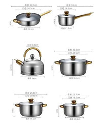 HKM-113619 Stainless Steel Nonstick Cookware Set with Casseroles - 12-Piece Kitchen Pot and Pan Set