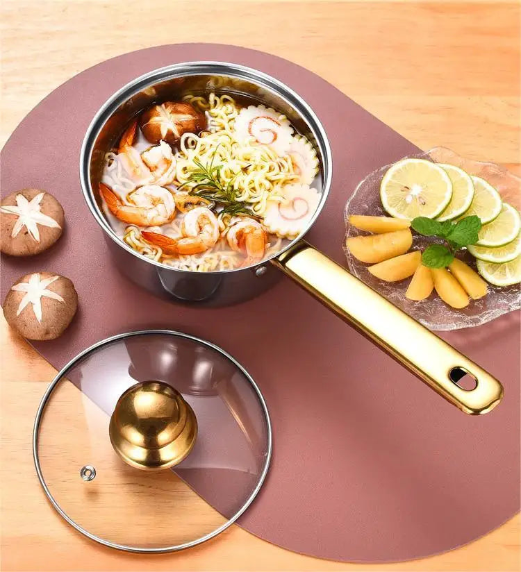 HKM-113619 Stainless Steel Nonstick Cookware Set with Casseroles - 12-Piece Kitchen Pot and Pan Set