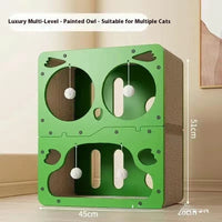 HKM-1136445 Double Layer Cat Scratching Board with Owl and Cat Head Design