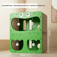 HKM-1136445 Double Layer Cat Scratching Board with Owl and Cat Head Design