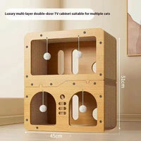 HKM-1136445 Double Layer Cat Scratching Board with Owl and Cat Head Design