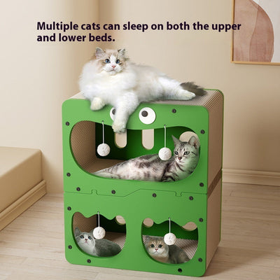 HKM-1136445 Double Layer Cat Scratching Board with Owl and Cat Head Design