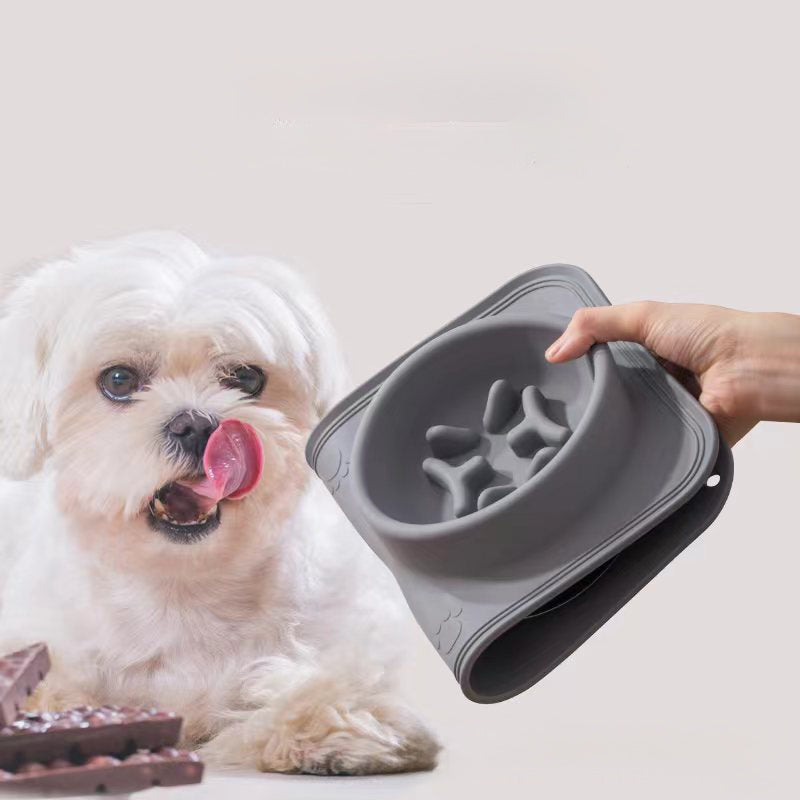HKM-1137853 Foldable Silicone Pet Bowl - Double Feeding and Drinking Bowl with Non-Slip Design