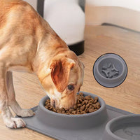 HKM-1137853 Foldable Silicone Pet Bowl - Double Feeding and Drinking Bowl with Non-Slip Design